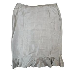 Armani Silver metallic pencil skirt‎ with petal trim, size 8